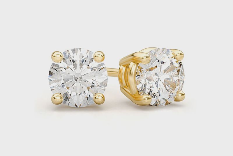 0.10 CTW SOLITAIRE STUD DIAMOND EARRINGS  14K SOLID GOLD