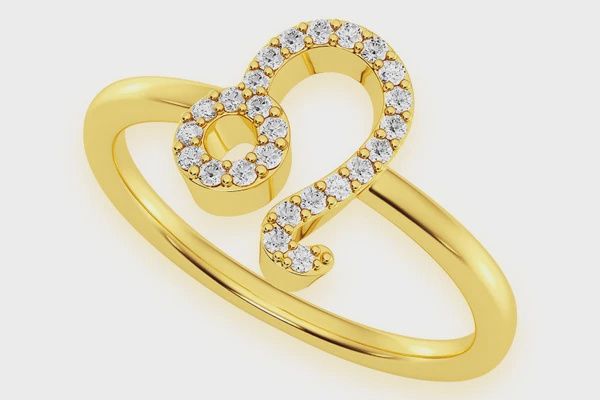 LEO ZODIAC DIAMOND RING 14k SOLID GOLD 0.10CTW