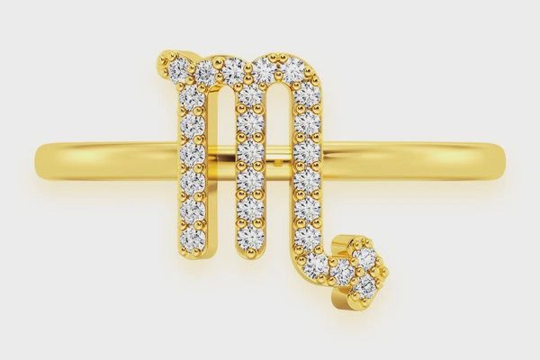 SCORPIO ZODIAC DIAMOND RING 14K SOLID GOLD 0.10CTW