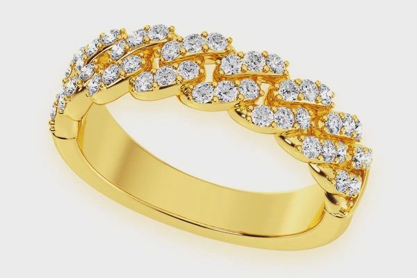 CUBAN DIAMOND RING14k SOLID GOLD 0.55CTW
