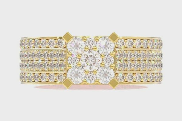 1.20CTW ROUND HALO - DIAMOND ENGAGEMENT RING - ALL NATURAL, Color: Yellow Gold, Ring Size: 4
