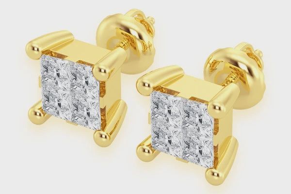 0.25CTW QUAD STUD DIAMOND EARRINGS 14K SOLID GOLD