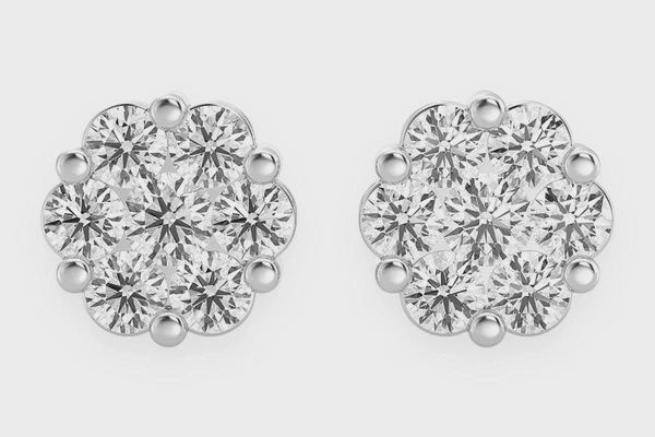 0.25CTW FLOWER STUD DIAMOND EARRINGS 14K SOLID GOLD