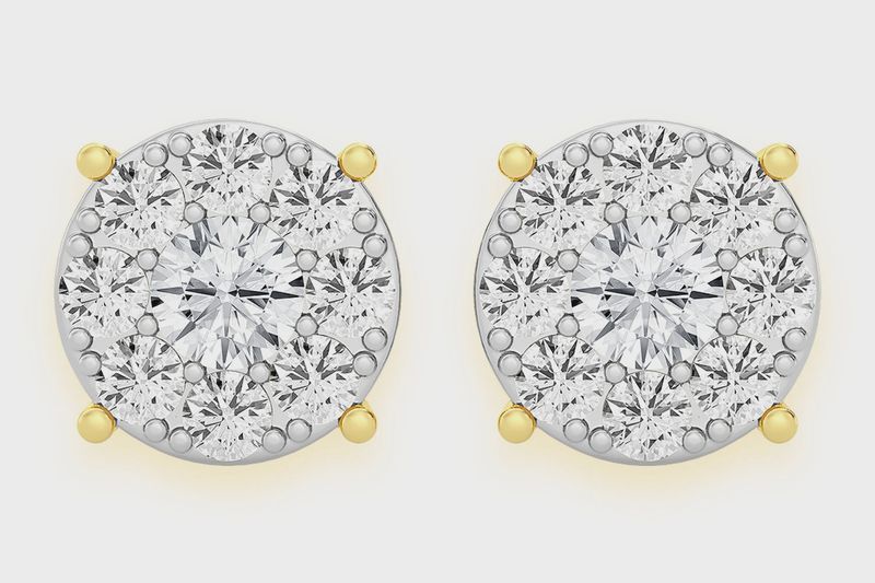 0.25CTW MOSAIC STUD DIAMOND EARRINGS 14K SOLID GOLD