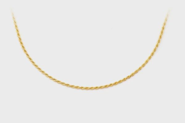 1MM ROPE 14K SOLID GOLD NECKLACE, Color: Yellow Gold, Size: 16&quot;, Style: Necklace