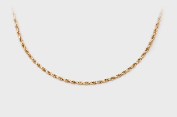 1.5MM ROPE 14K SOLID GOLD NECKLACE, Color: Yellow Gold, Size: 16&quot;, Style: Necklace