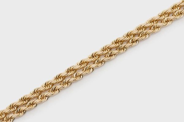 2MM ROPE 14K SOLID GOLD BRACELET, Color: Yellow Gold, Size: 6.5&quot;, Style: Bracelet