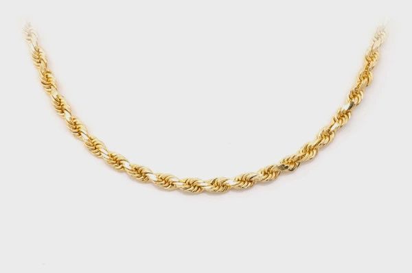3MM ROPE 14K SOLID GOLD NECKLACE, Color: Yellow Gold, Size: 16&quot;, Style: Necklace
