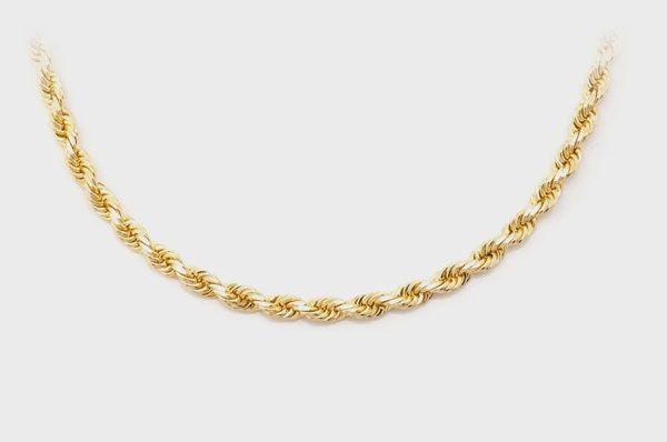 3.5MM ROPE 14K SOLID GOLD NECKLACE, Color: Yellow Gold, Size: 16&quot;, Style: Necklace