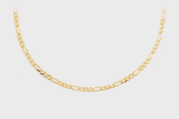 2MM FIGARO CHAIN 14K SOLID GOLD - NECKLACE, Color: Yellow Gold, Size: 16&quot;, Style: Necklace