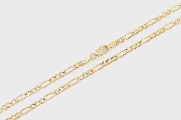 3MM FIGARO CHAIN 14K SOLID GOLD - BRACELET, Color: Yellow Gold, Size: 6.5&quot;, Style: Bracelet