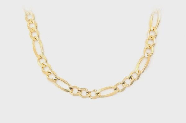 6MM FIGARO CHAIN 14K SOLID GOLD - NECKLACE, Color: Yellow Gold, Size: 16&quot;, Style: Necklace