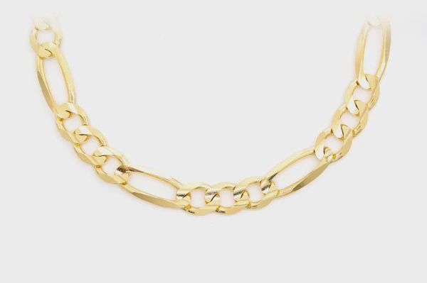6.5MM FIGARO CHAIN 14K SOLID GOLD - NECKLACE, Color: Yellow Gold, Size: 16&quot;, Style: Necklace
