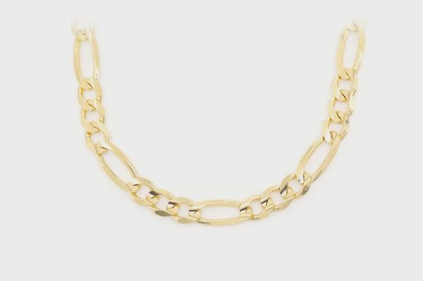7MM FIGARO CHAIN 14K SOLID GOLD - NECKLACE, Color: Yellow Gold, Size: 16&quot;, Style: Necklace