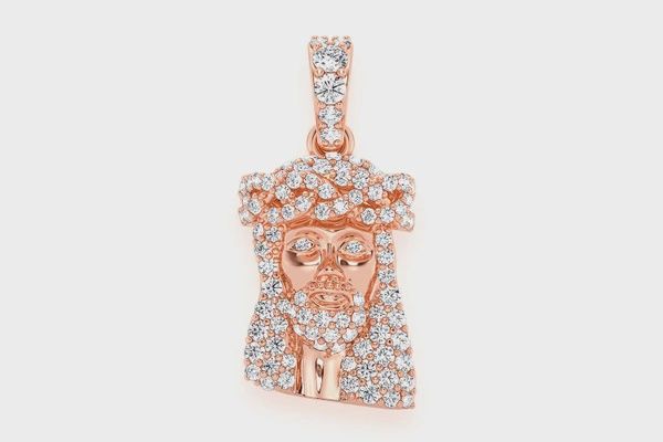 JESUS DIAMOND PENDANT 14K SOLID GOLD 0.33 CTW