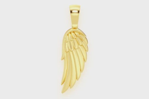 ANGEL WING PENDANT 14K SOLID GOLD, Color: Yellow Gold, Diamonds: VS