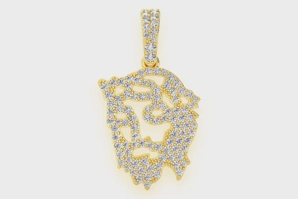 JESUS SILHOUETTE DIAMOND PENDANT 14K SOLID GOLD 0.40CTW, Color: Yellow Gold, Diamonds: VS