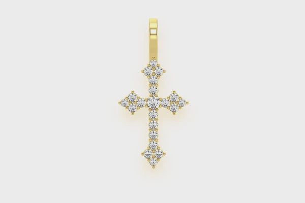CROSS DIAMOND PENDANT 14K SOLID GOLD 0.15CTW, Color: Yellow Gold, Diamond: VS
