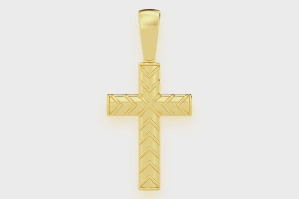 X DESIGN CROSS PENDANT 14K SOLID GOLD, Color: Yellow Gold, Diamond: VS