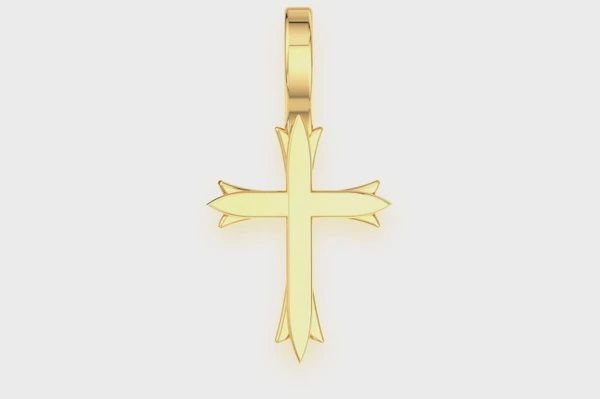 TRIPLE POINTS CROSS 14K SOLID GOLD, Color: Yellow Gold, Diamond: VS