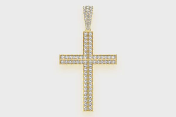 STRAIGHT ACCENT CROSS DIAMOND PENDANT 14K SOLID GOLD 5.50CTW