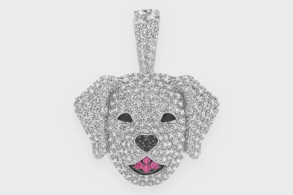 LABRADOR RETRIEVER DIAMOND PENDANT 14K SOLID GOLD 2.50CTW