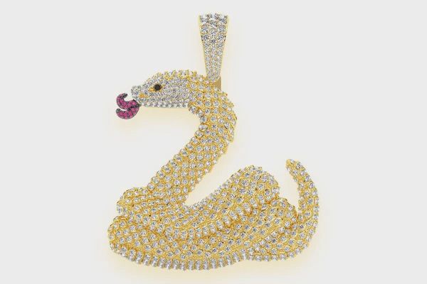 SNAKE SCALE DIAMOND PENDANT 14K SOLID GOLD 6.00CTW