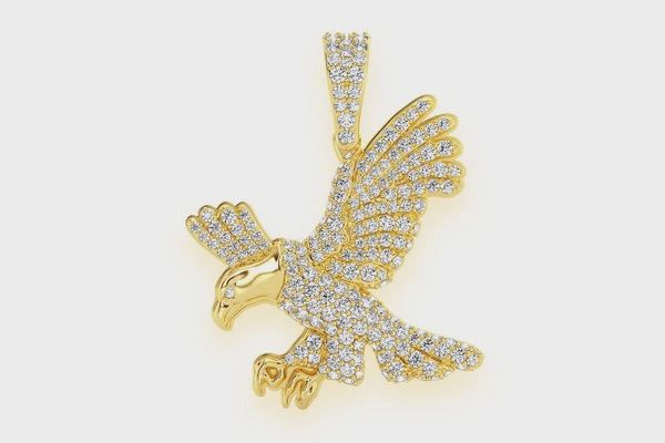 AMERICAN EAGLE DIAMOND PENDANT 14K SOLID GOLD 1.00CTW