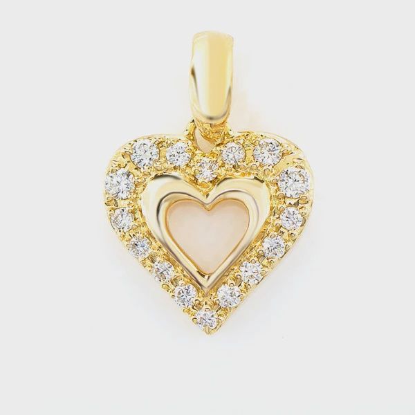 OPEN HEART DIAMOND PENDANT 14K SOLID GOLD 0.04 CTW