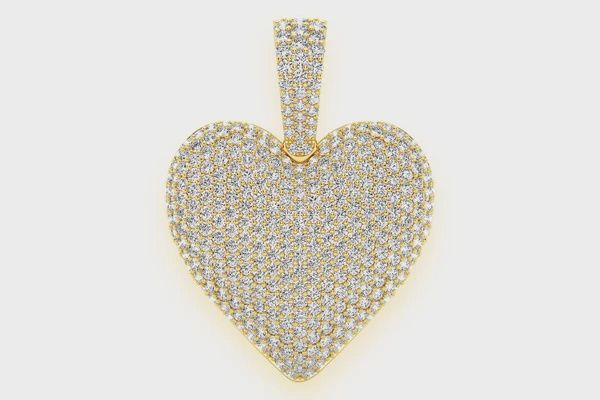 BUBBLY HEART DIAMOND PENDANT 14K SOLID GOLD 1.25 CTW