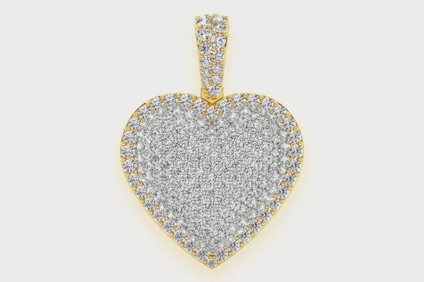 BUBBLY HEART DOUBLE LAYER DIAMOND PENDANT 14K SOLID GOLD 2.00 CTW