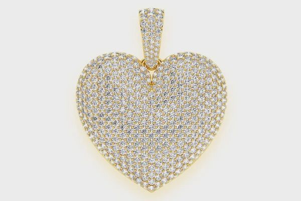 BUBBLY HEART DIAMOND PENDANT 14K SOLID GOLD 6.50 CTW