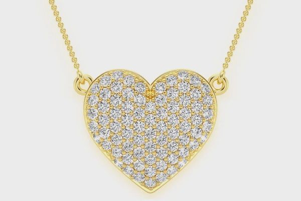 BUBBLY HEART DIAMOND PENDANT NECKLACE CONNECTED 14K SOLID GOLD 0.60 CTW