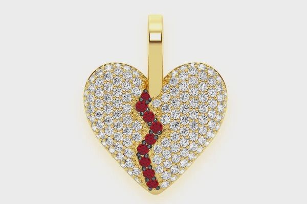 Heartbreaker broken heart diamond pendant 14K solid gold 0.50CTW