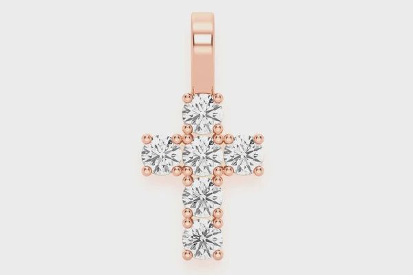 LARGE ROCKS DIAMOND PENDANT 14K SOLID GOLD 1.00CTW, Color: Rose Gold, Diamond: VS