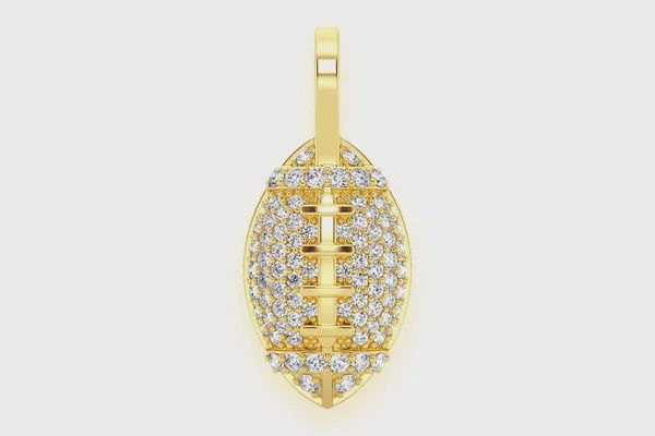 AMERICAN FOOTBALL DIAMOND PENDANT 14KSOLID GOLD 0.4CTW