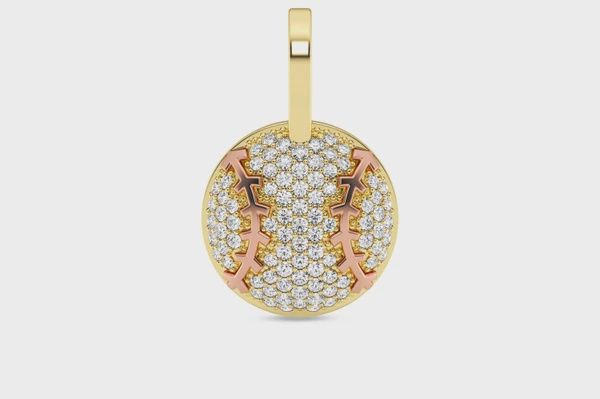 BASEBALL DIAMOND PENDANT 14K SOLID GOLD 0.33CTW, Color: Yellow Gold, Diamond: VS