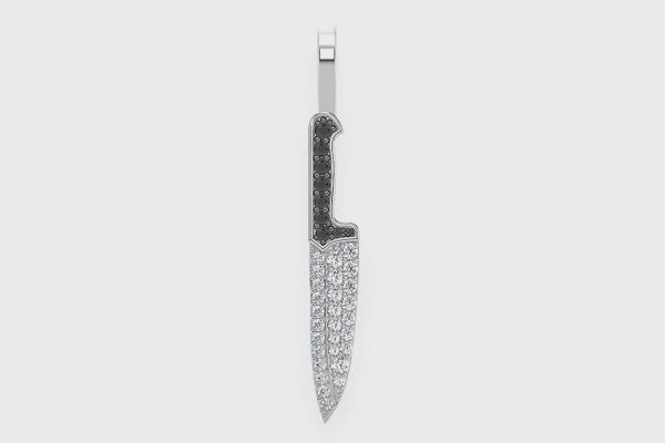 CHEF’S KNIFE DIAMOND PENDANT 14K SOLID GOLD 0.25CTW