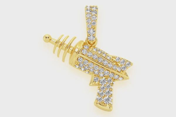 RAYGUN DIAMOND PENDANT 14K SOLID GOLD  0.33CTW, Color: Yellow Gold, Diamond: VS