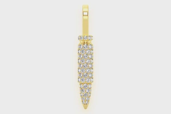 BULLET DIAMOND PENDANT 14K SOLID GOLD 0.65CTW