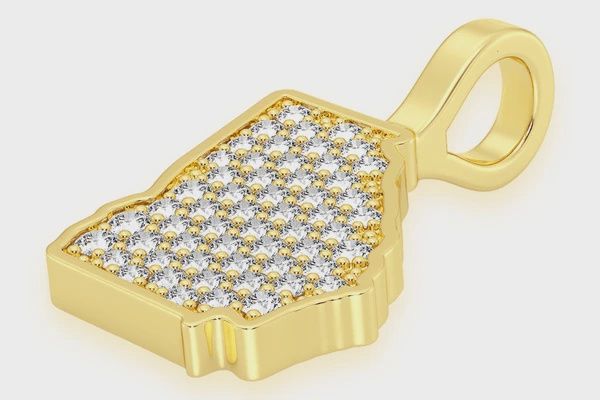 GEORGIA STATE DIAMOND PENDANT 14K SOLID GOLD 0.25 CTW, Color: Yellow Gold, Diamond: VS