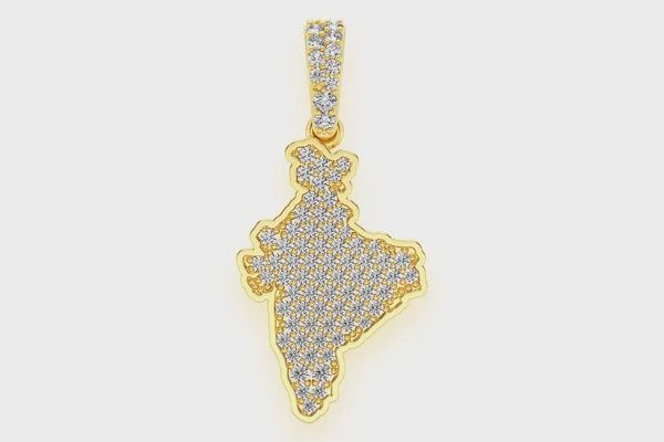 INDIA COUNTRY DIAMOND PENDANT 14K SOLID GOLD 0.33 CTW, Color: Yellow Gold, Diamond: VS