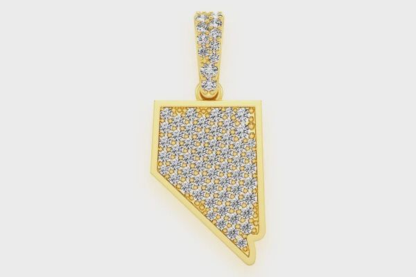 NEVADA STATE DIAMOND PENDANT 14K SOLID GOLD 0.35 CTW, Color: Yellow Gold, Diamond: VS