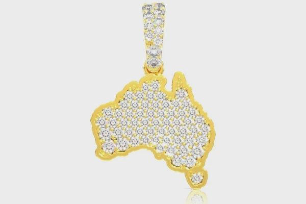 AUSTRALIA DIAMOND PENDANT 14K SOLID GOLD 0.35 CTW, Color: Yellow Gold, Diamond: VS