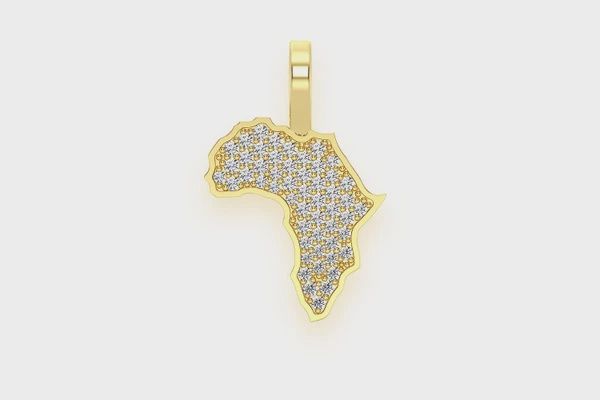 AFRICA DIAMOND PENDANT 14K SOLID GOLD 0.25CTW, Color: Yellow Gold, Diamond: VS