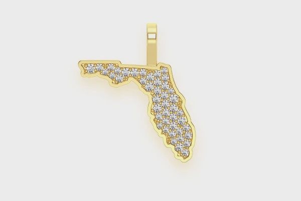FLORIDA STATE DIAMOND PENDANT14K SOLID GOLD 0.20CTW, Color: Yellow Gold, Diamond: VS