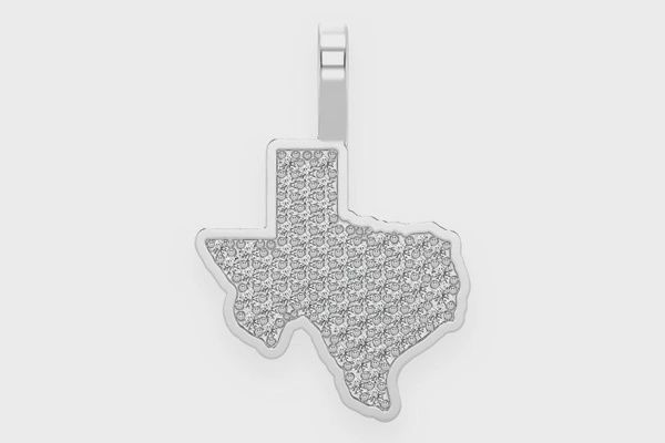 TEXAS STATE DIAMOND PENDANT 14K SOLID GOLD  0.25CTW