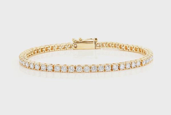 12PT PRONG SET DIAMOND TENNIS BRACELET 14K SOLID GOLD 8.25CTW, Color: Yellow Gold, Diamond: VS, Size: 6.5