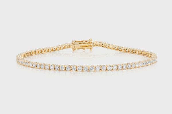 6PT PRONG SET DIAMOND TENNIS BRACELET 14K SOLID GOLD 4.60CTW, Color: Yellow Gold, Size: 6.5