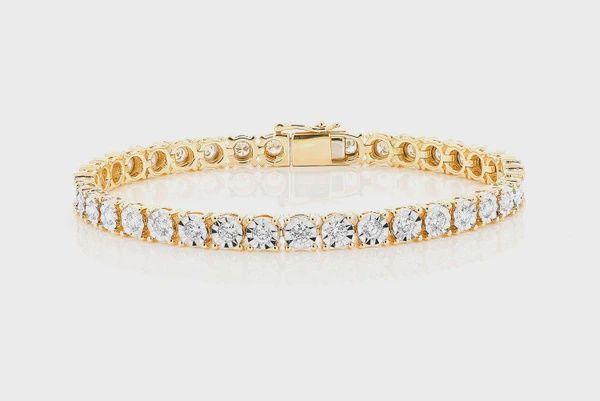 12PT MIRACLE SET DIAMOND TENNIS BRACELET 14K SOLID GOLD 4.15CTW